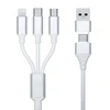 3MK Hyper Cable 3in1 USB-A/USB-C – USB-C/Micro/Lightning 1,5m baltos spalvos