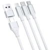 3MK Hyper Cable 3in1 USB-A/USB-C – USB-C/Micro/Lightning 1,5m baltos spalvos