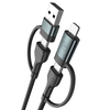 3Mk Protection 3mk Hyper Cable N-SERIES 2 in 2 USB-A / USB-C ir USB-C / Lightning 1.2m QC 3.0 9V/2A 60W - juodas