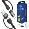 3Mk Protection 3mk Hyper Cable N-SERIES 2 in 2 USB-A / USB-C ir USB-C / Lightning 1.2m QC 3.0 9V/2A 60W - juodas