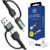 3MK Hyper N-SERIES 4-in-1 duomenų perdavimo ir įkrovimo kabelis | USB-A į USB-C, Lightning | 60 W | 1,2 m