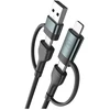3MK Hyper N-SERIES 4-in-1 duomenų perdavimo ir įkrovimo kabelis | USB-A į USB-C, Lightning | 60 W | 1,2 m