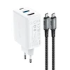 Acefast 2in1 įkroviklis GaN 65W USB Type C / USB, adapter adapter HDMI 4K @ 60Hz (set su kabelis) baltos spalvos (A17 baltos spalvos)