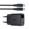 Acefast A113 GaN PD 20W USB-C sieninis įkroviklis su ekranu ir USB-C laidu - Juodas