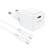Acefast A77 Mini PD 30W GaN laidinis įkroviklis + USB-C kabelis – baltos spalvos