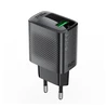 Acefast A90 įkroviklis GaN USB-A QC 18W – juodos spalvos