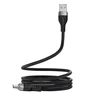Acefast C11-04 USB-A – USB-C 3A kabelis 1.2m Magnetic Braid – juodos spalvos