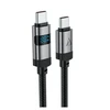 Acefast C15-04 USB-C – USB-C kabelis su ekranu 480Mb/s 66W 1.2m – Juodos spalvos