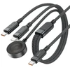 Acefast C6-11 3-in-1 duomenų perdavimo ir įkrovimo kabelis | USB-C į USB-C, Qi | 100 W | 1,2 m | juodas