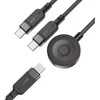 Acefast C6-11 3-in-1 duomenų perdavimo ir įkrovimo kabelis | USB-C į USB-C, Qi | 100 W | 1,2 m | juodas