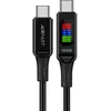 Acefast C7-03 duomenų perdavimo ir įkrovimo kabelis | USB-C į USB-C | 100W | su LED ekranu | 1,2 m | juodas