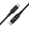 Acefast C7-03 duomenų perdavimo ir įkrovimo kabelis | USB-C į USB-C | 100W | su LED ekranu | 1,2 m | juodas