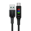 Acefast C7-04 USB-A USB-C 60W 1.2m kabelis su ekranu – juodos spalvos