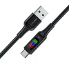 Acefast C7-04 USB-A USB-C 60W 1.2m kabelis su ekranu – juodos spalvos