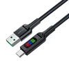 Acefast C7-04 USB-A USB-C 60W 1.2m kabelis su ekranu – juodos spalvos