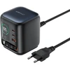 Acefast Z10 GaN 100W 3xUSB Desktop Charger with Retractable USB-C Cable and TFT Ekranas - Juodas