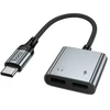 Adapteris AUX USB C į 2x USB C max 10W Hoco UPA34A UPA34A pilka