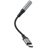 Adapteris AUX USB C to Jack 3,5 mm Hoco 0,12 m LS36 juodas