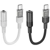 Adapteris AUX USB C to Jack 3,5 mm Hoco 0,15 m LS37 transparent juodas