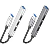USB šakotuvas Hoco HB26 4-in-1 adapter USB-A to 1xUSB3.0 + 3xUSB2.0 pilkas