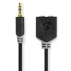 Nedis Stereo Audio kabelis jack 3.5 mm (M) - 2x jack 3.5mm (F) 0.20 m juoda