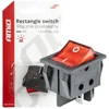 Raudonas stačiakampis jungiklis 12v 230v su apšvietimu BU02 amio-03613