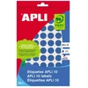 Apaļas uzlīmes APLI ar diametru 10mm, 8 loksnes, 1008 uzlīmes, zilas