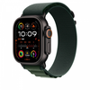 Apple 49mm Dark Žalias Alpine Loop - Large - Juoda Titano apdaila