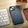 iCarer CE Oil Wax Premium Leather Apple iPhone 14 Plus magnetic atverčiamas MagSafe dėklas telefonui mėlynos spalvos (AKI14220707-BU)