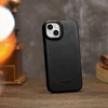 iCarer CE Oil Wax Premium Leather Leather Apple iPhone 14 Plus Magnetic atverčiamas MagSafe dėklas telefonui juodos spalvos (AKI14220707-BK)