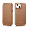 iCarer CE Premium Leather Apple iPhone 14 Plus Magnetic atverčiamas Leather MagSafe dėklas telefonui rudos spalvos (WMI14220715-BN)