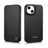 iCarer CE Premium Leather Apple iPhone 14 Plus Magnetic atverčiamas Leather MagSafe dėklas telefonui juodos spalvos (WMI14220715-BK)