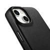 iCarer CE Premium Leather Apple iPhone 14 Plus Magnetic atverčiamas Leather MagSafe dėklas telefonui juodos spalvos (WMI14220715-BK)