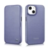 iCarer CE Premium Leather Apple iPhone 14 Plus Magnetic atverčiamas Leather MagSafe Light dėklas telefonui violetinės spalvos (WMI14220715-LP)