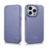 iCarer CE Premium Leather Apple iPhone 14 Pro Magnetic atverčiamas Leather MagSafe Light dėklas telefonui violetinės spalvos (WMI14220714-LP)