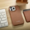 iCarer CE Premium Leather Apple iPhone 14 Pro Magnetic atverčiamas Leather MagSafe dėklas telefonui rudos spalvos (WMI14220714-BN)