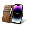 iCarer Oil Wax Wallet 2in1 Apple iPhone 14 Pro Anti-RFID Leather atverčiamas dėklas telefonui rudos spalvos (WMI14220722-TN)