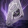 Kingxbar PQY Geek Series magnetic iPhone 14 Pro Max MagSafe dėklas telefonui sidabrinės spalvos