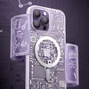 Kingxbar PQY Geek Series magnetic iPhone 14 Plus MagSafe dėklas telefonui sidabrinės spalvos