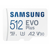 Atminties kortelė Samsung Micro SD Card EVO PLUS 512 GB Micro SDXC Flash atminties klasė 10 SD adapter/Baltos spalvos