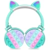 Ausinės Goodbuy belaidės headsets skirta kids | bluetooth 5.0 | LED cat ears | POP IT | mėlynas (pažeista pakuotė)