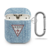 Guess apsauginis dėklas GUACA2TPUJULLB džinsų kolekcija AirPods 1/2 mėlyna