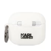 Apple AirPods 3 Karl Lagerfeld silikoninis Karl Head 3D ausinių dėklas baltos spalvos