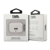 Karl Lagerfeld Karlo Lagerfeldo dėklas, skirtas "AirPods Pro" KLAPUKHGS sidabrinis blizgutis Karlo galva