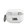 Karl Lagerfeld KLACAPSILCHWH AirPods Pro dėklas baltas silikoninis Choupette dėklas