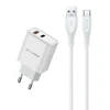 Įkroviklis Awei PD81T-EU 22.5W USB-A/USB-C + USB-A į USB-C laidas 1.0m baltas