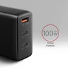 AXAGON GaN sieninis įkroviklis, 3x prievadas (USB-A + 2x USB-C), PD3.0/PPS/QC4+/SFC2.0/AFC/SCP/FCP/Apple, 100W | ACU-DPQ100