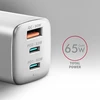 AXAGON GaN sieninis įkroviklis 3x prievadas (USB-A + 2x USB-C), PD3.0/PPS/QC4+/SFC2.0/AFC/SCP/FCP/Apple, 65W | ACU-DPQ65W