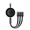Baseus Bright Mirror 3 USB 3-in-1 kabelis skirtas micro USB USB-C Lightning 66W 2A 1,1m – Juodas