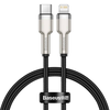 Baseus Cafule Metalinis duomenų kabelis USB Type C/ Lightning - 20W Maitinimas 0.25m, Juodas (Juodas)